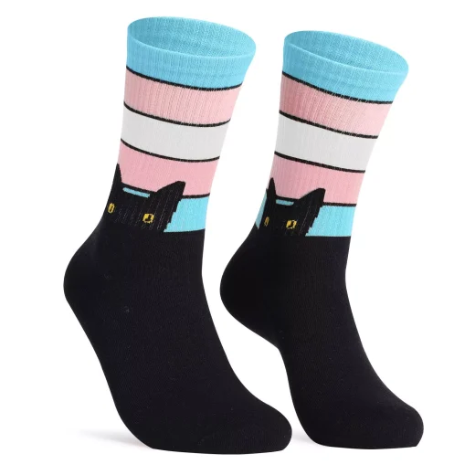 Black Cats Crew Socks-Trans